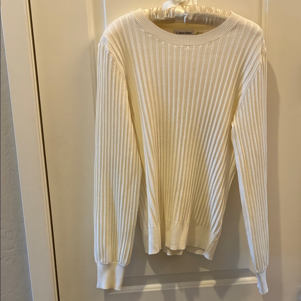 Calvin Klein Women's Ribbed Ivory Sweater